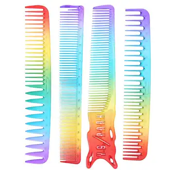 

4pcs Portable Hair Cutting Comb Styling Tool Salon Comb Colorful Gradient Hairdressing Comb