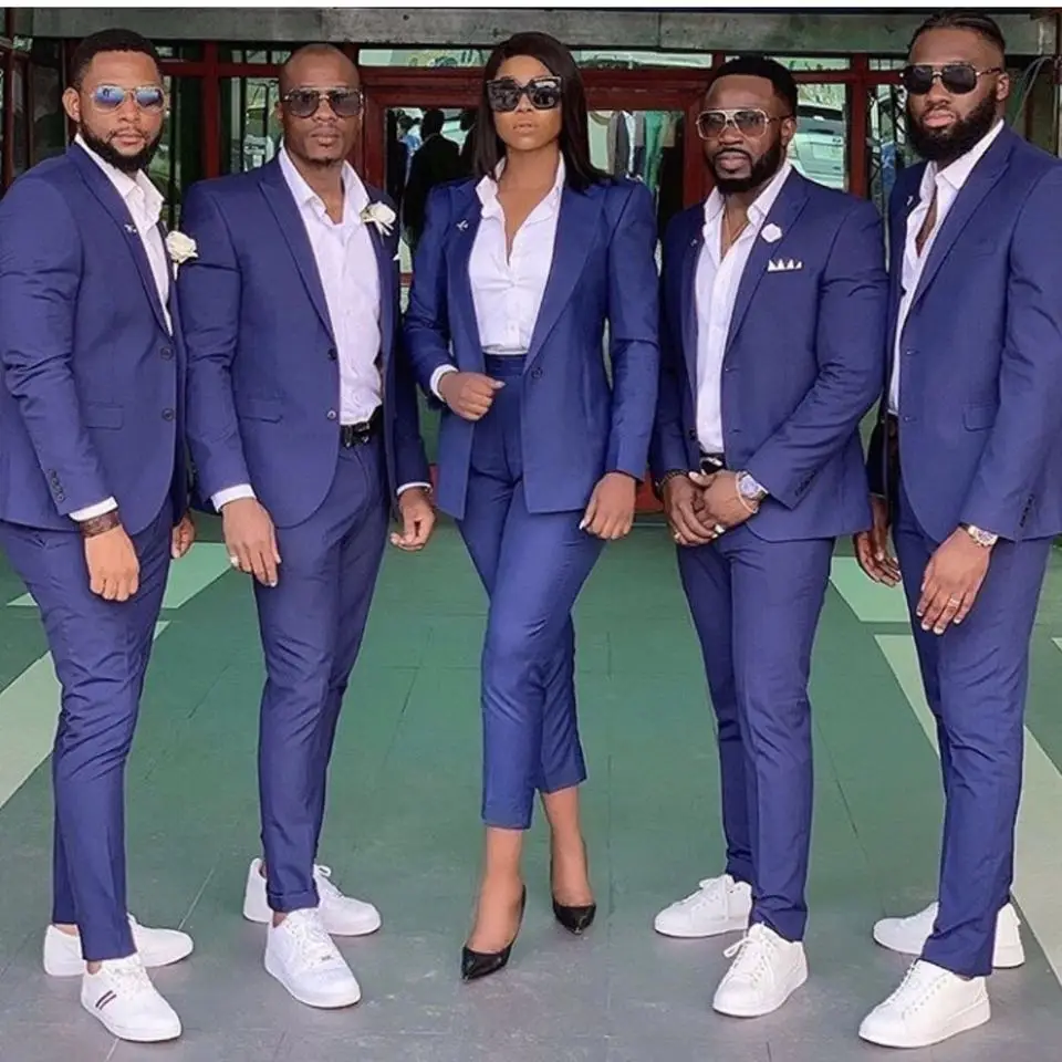 Высококачественные свадебные мужские костюмы с лацканами Blue Peak костюм смокинг