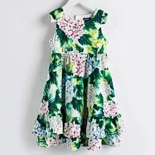 Beenira/летнее платье для девочек; Новинка года; европейский и американский стиль; детское платье без рукавов с цветочным узором; Dresses4-14Y; милое детское платье