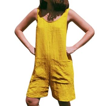 

VICABO Women's Playsuits Solid Color Causal Loose causal Playsuits Girls Women Clothing Summer Sleeveles Playsuits combinaison#w