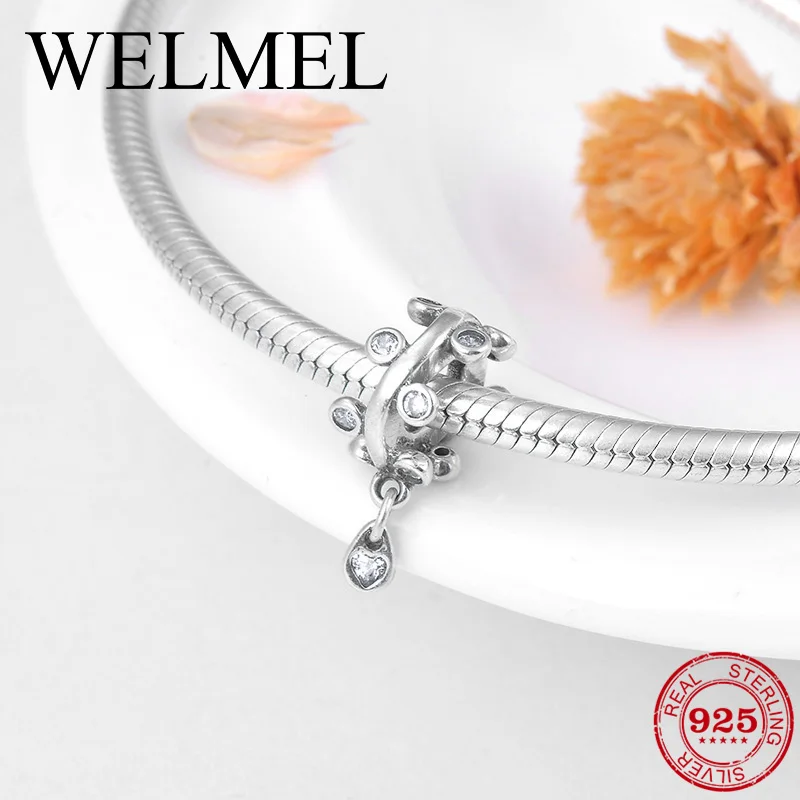 

Hot 925 Sterling Silver Chandelier droplets charm CZ beads for jewelry making Fit Original Pandora Charm Bracelets Bangles