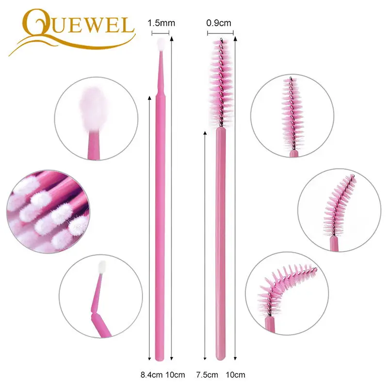 Quewel Disposable Eyelash Extension Set False Eyelashes Tools Kit Lashes Graft Eye Patches Glue Ring Brush Beauty Makeup Bag