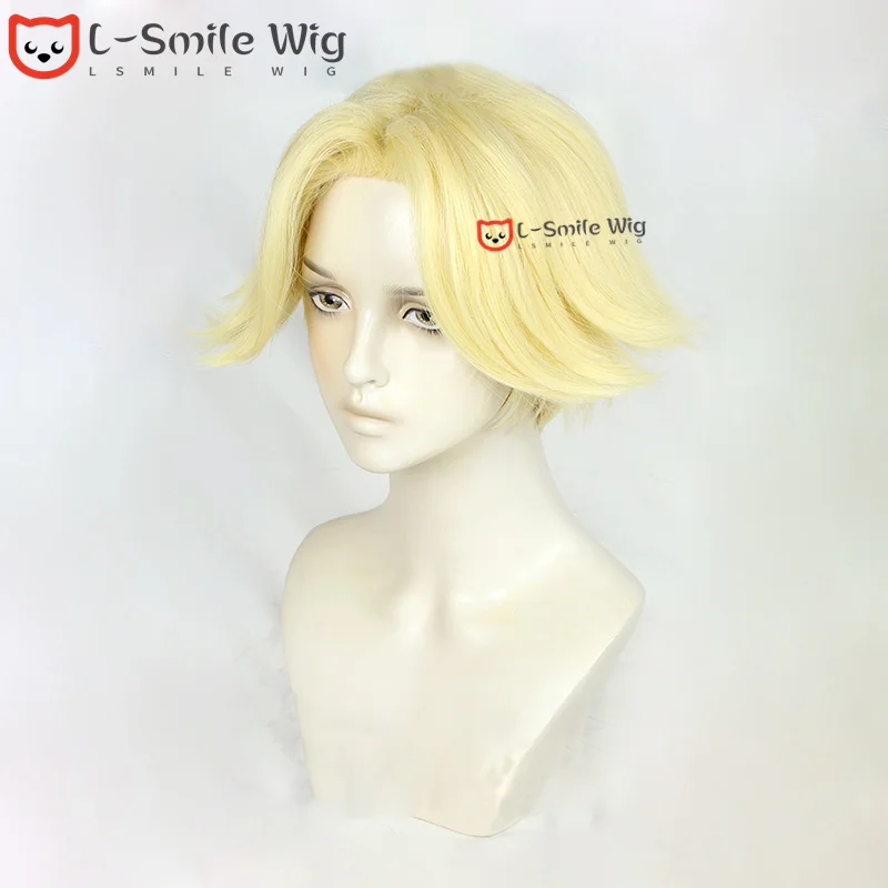 Anime Tokyo Revengers Seishu Inui Light Golden Short Cosplay Wig Heat Resistant Halloween Party Wigs + Free Wig Cap cat woman costume