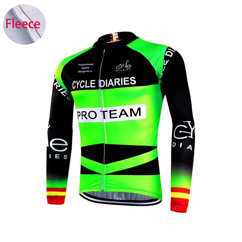 Зеленый Cycle Diarie fluo желтая велосипедная Джерси Зимняя велосипедная одежда термофлис Ropa Ciclismo Invierno Hombre MTB велосипедная одежда - Цвет: Зеленый
