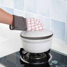 1 шт. термостойкие хлопчатобумажные Прихватки с принтом, Нескользящие кухонные перчатки для выпечки, перчатки для барбекю, Защитные защитные перчатки