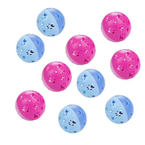 Random Color Игрушка для кошек, 10 шт., пустотелый шар, кошка, котенок, Интерактивная игрушка для скретч-прорезыватель, игрушка для игры в домашних животных, колокольчик, Новинка - Цвет: Random Color