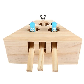 

New Wood Cat Hit Gophers Toys Interactive Puzzle Catch Mouse Game 3 Holes Indoor Mouse Seat Scratch Tease Cat Toys
