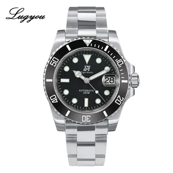 

Lugyou San Martin Luxury Black DLC Diver Men Watch Automatic Stainless Steel Sandblasted Sapphire 20ATM Waterproof Rubber Band