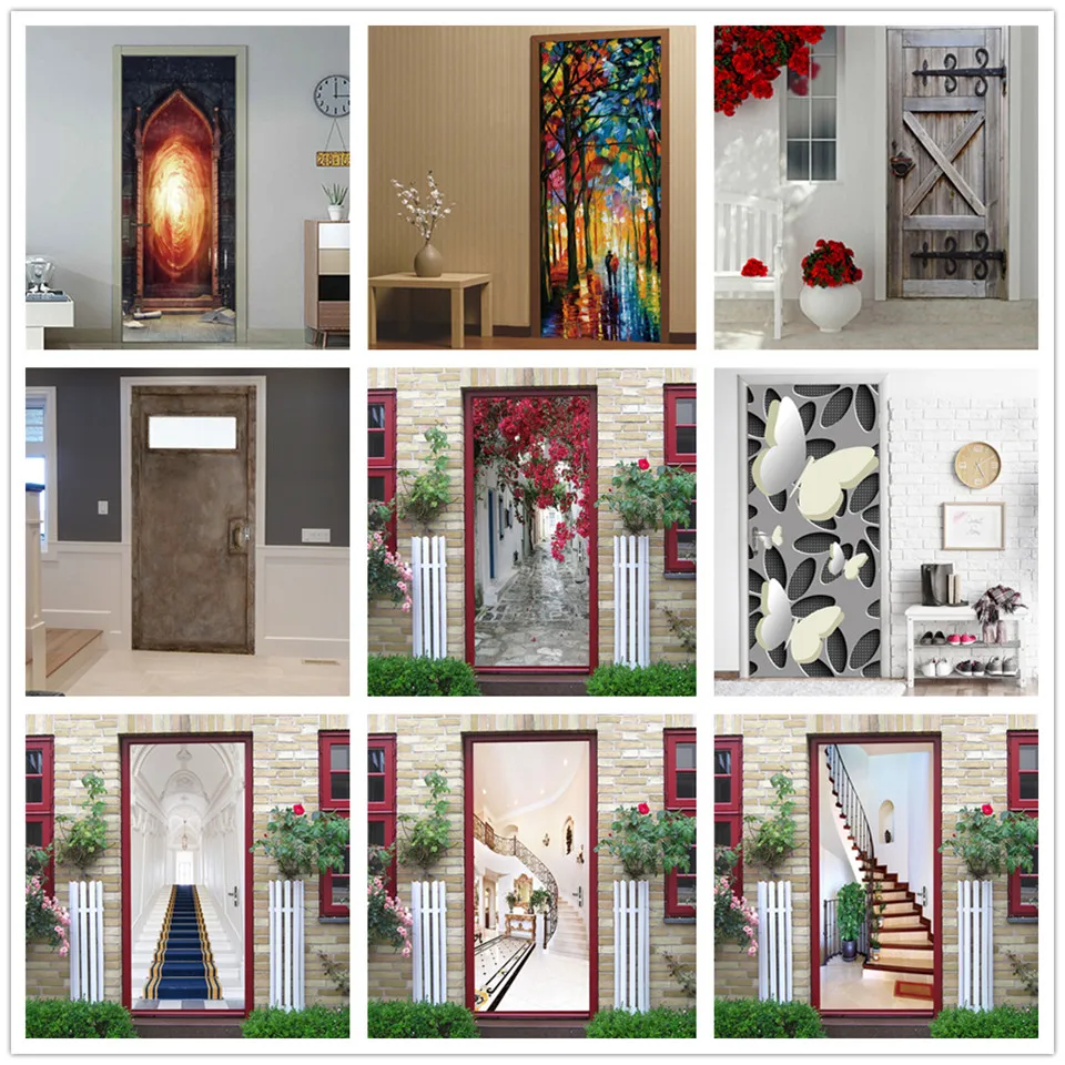 Magic Fire Stickers On The Doors Pvc Diy Selfadhesive Waterproof
