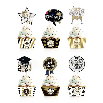 

24pcs/pack 2020 Graduation Party Decorations Cardboard Cupcake Toppers Cake Decorations Congratulation/School Party Supplies