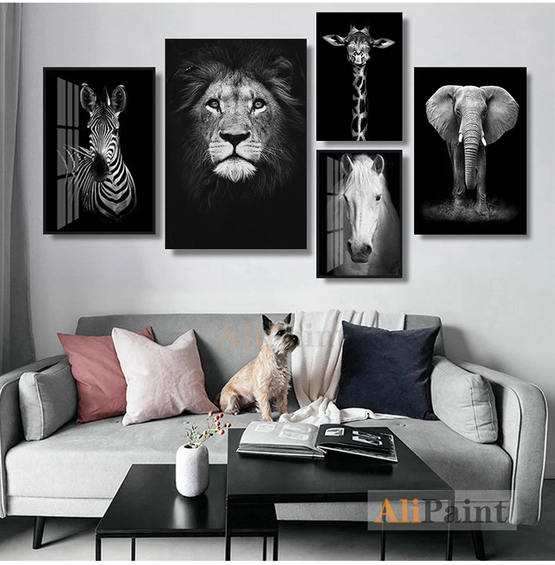 Abstract Poster Cat Elephant Deer Poster Wall Art Canvas Painting Home Decor 