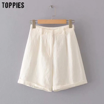

womnes white linen shorts summer shorts high waist brmuda short pants casual streetwear