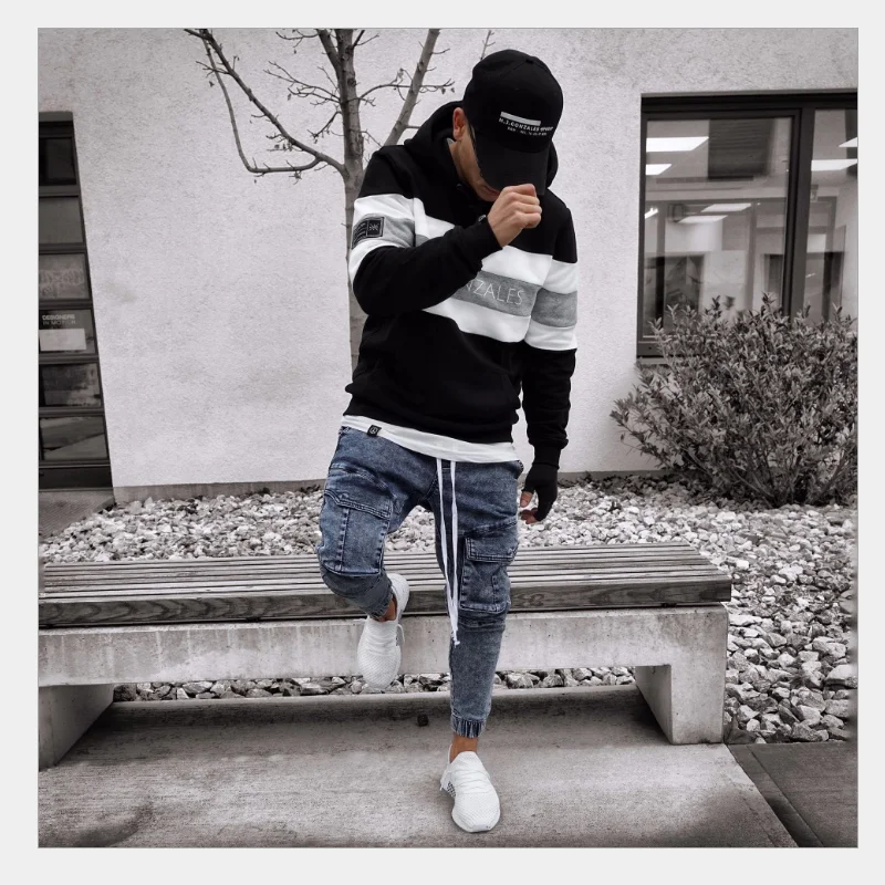 Хит, мужские Стрейчевые брюки, мужские повседневные джинсы, брюки, мужские сплайсированные одноцветные хлопковые джинсы, спортивные Индивидуальные брюки