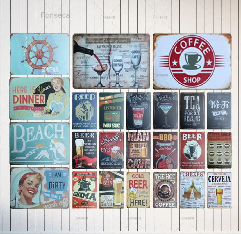 Cold Beer Drinking Vintage Metal Tin Signs Wall Cafe Home Pub Art Kitchen Bar Decoration Cuadros | Дом и сад