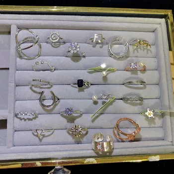 

36 Pcs/lot luxury fashion women zircon wedding ring lot wholesale top quality jewelry wholesale ring set 200728-110