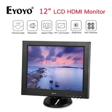 Eyoyo EM12W 1" 1024x768 ips HDMI монитор ЖК-экран ТВ коробка Компьютерный дисплей HDMI VGA AV BNC для CC tv камера безопасности монитор