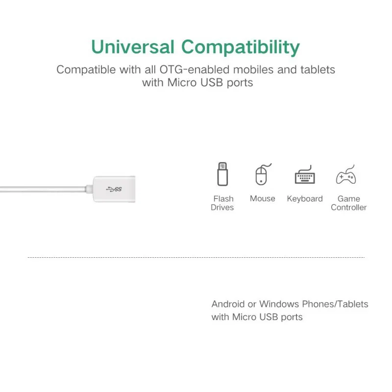 Микро-кабель-Переходник USB OTG разъем адаптер Шнур для Android телефоны Windows планшетный компьютер