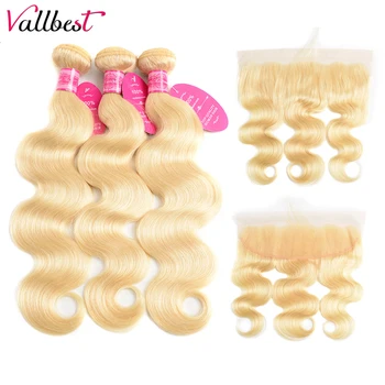 

Vallbest 613 Bundles With Frontal Indian Human Hair Blonde Body Wave Bundles With Frontal Remy Hair 3 Bundles With Frontal