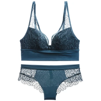 

Sexy Female Lingerie Set Wireless Bra Set Embroidered With Lace Push Up 2020 Panty Set Breathable Simple Strap Underwear