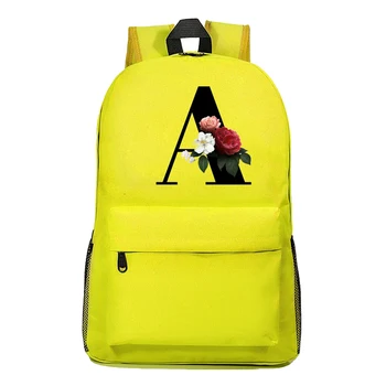 

Elegant Floral Letter Backpacks Name Design Backpack Women's School Bags Travel Backpack Schoolbags Teenage College Large Bags