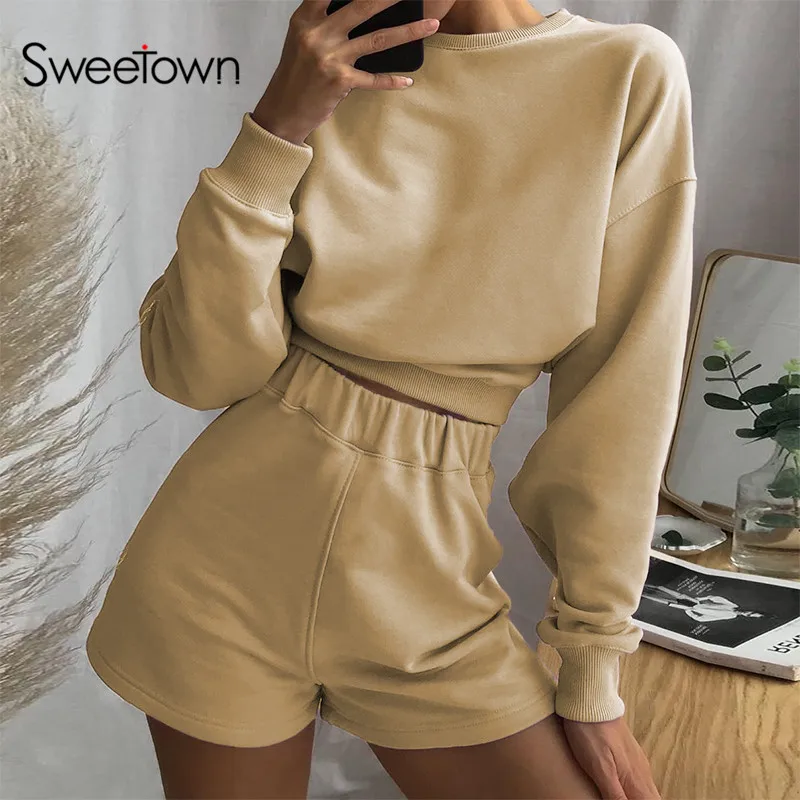 Sweetown осень 2020 повседневные укороченные женские свитера корейская мода домашняя