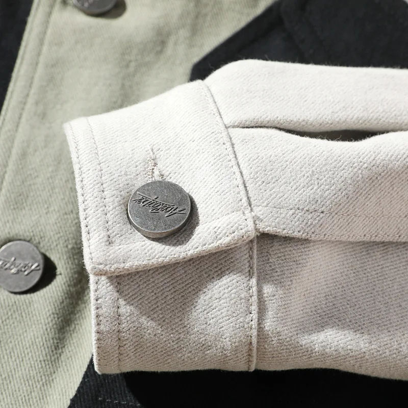 

Yi dao Vintage 2018 Autumn Occident Fashion Tooling Jacket Men's College Style Hip Hop Contrast Color Loose-Fit Turn-down Collar