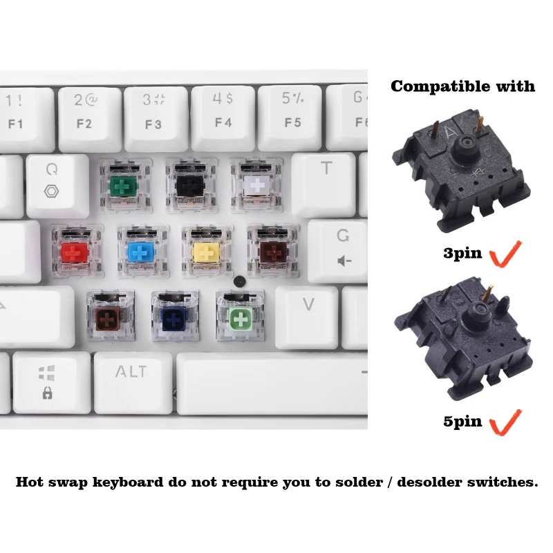 GK61 Hot Swappable Portable Mechanical Keyboard RGB Backlit Gaming Keyboard Gateron Switch Compatible with Cheery Kailh