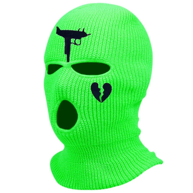 Embroidered Full Face Cover Ski Mask Hat 3 Holes Balaclava Outdoor Sport Windproof Knit Beanies Cap Winter Warm Unisex Ski Mask white skully hat Skullies & Beanies