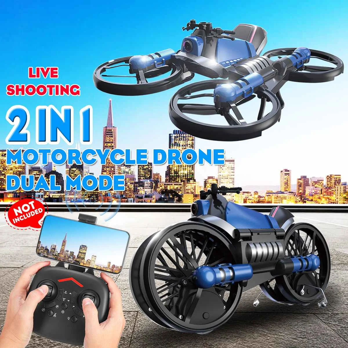 

LYZRC 2 in 1 WiFi DIY RC Drone With HD Camera High Hold Mode RC Quadcopter Transformation RC Motorcycle Helicopter Toy