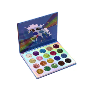 

20 Colors Unicorn Pattern Eyeshadow Compact Sequin Eyeshadow Palette Makeup Palette for Women Girls