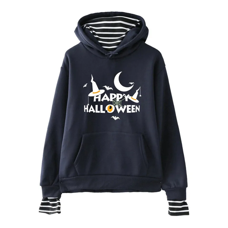 Толстовки на Хэллоуин Женская однотонная Толстовка с длинным рукавом принтом в