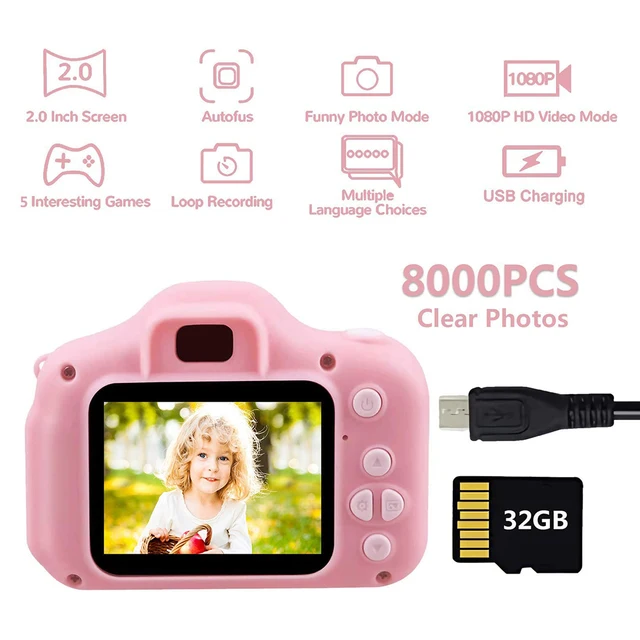Kids Digital Camera Dual Lens 2 inch Touch Screen 1080P Mini Video Camera Photography Educational Toys Children Birthday Gifts 4