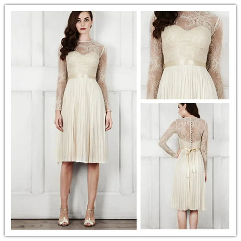 

MANSA robe de mariee 2018 Short The Brides Sexy Lace A Line Full Sleeve Fashionable Vestido De Novia mother of the bride dresses