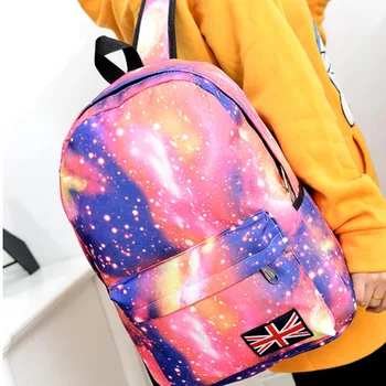 

Fashion Unisex Stars Universe Space Printing Backpack School Book Backpacks British-flag Shoulder Bag PUO88
