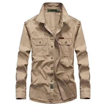 

Helisopus New Spring Autumn Slim Fit Men Shirts Long Sleeve Solid Color Military Top Shirt Plus Size Camisa Masculina