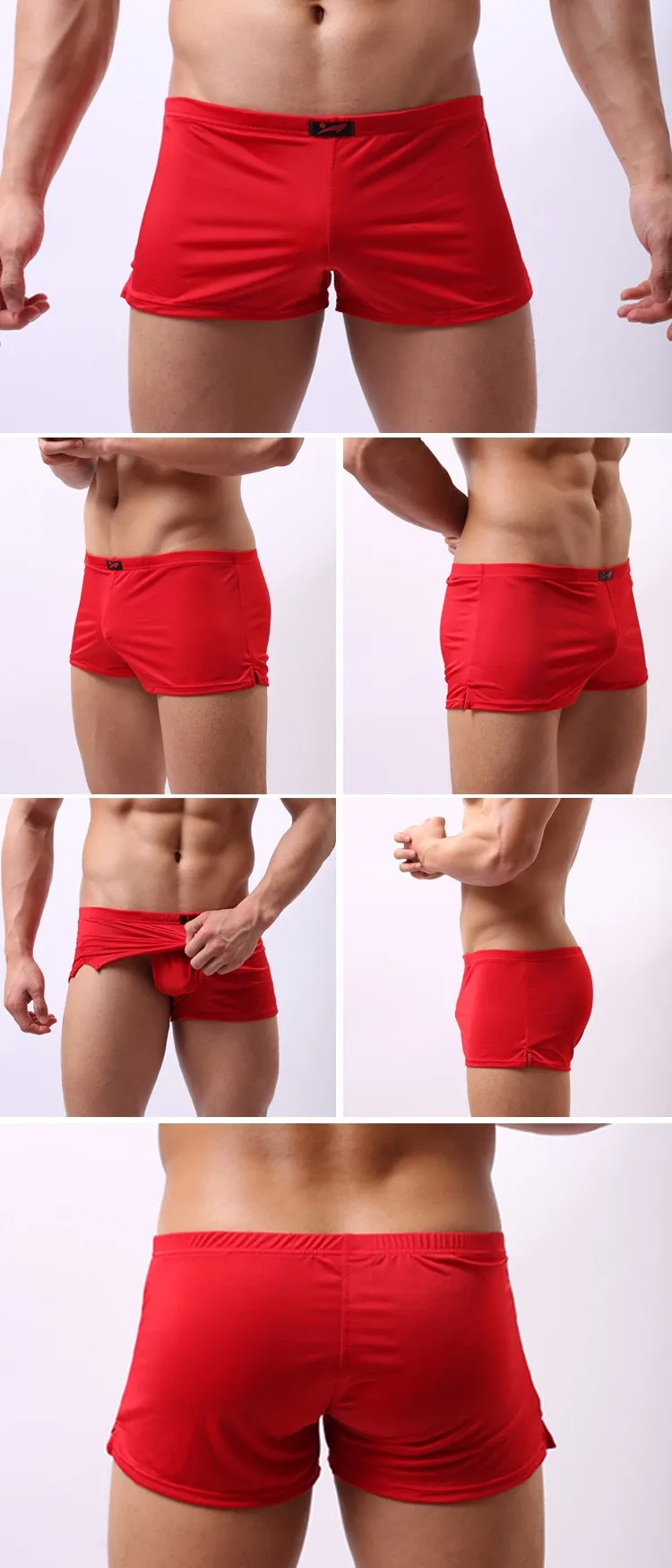 Сексуальное мужское шелковое нижнее белье мужские боксёры штаны со стрелками однотонные дышащие брюки средней талии под брюки мужские трусы m-xxl