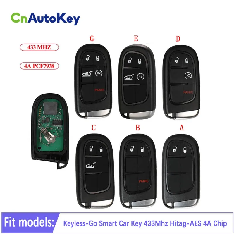 

CN086046 For Jeep Cherokee DODGE RAM Durango Chrysler GQ4-54T 2/3/4/5B Remote Keyless-Go Smart Car Key 433Mhz Hitag-AES 4A Chip