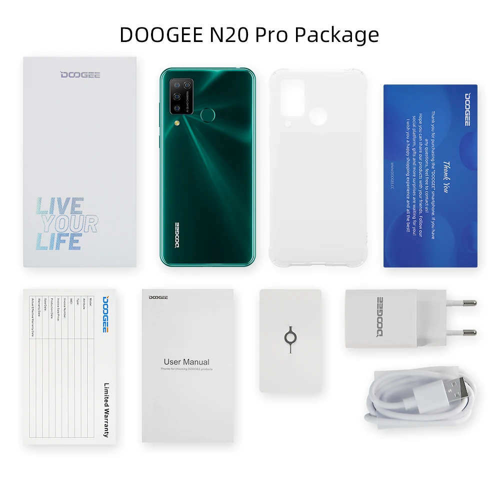 DOOGEE N20 Pro Quad Camera Mobile Phones Helio P60 Octa Core 6GB RAM 128GB ROM Global Version 6.3\