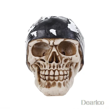 

Deartco Creative Turban Skull Ornaments Resin Craft Statues Halloween Props for Home Decoration Personality Statue Skull Head