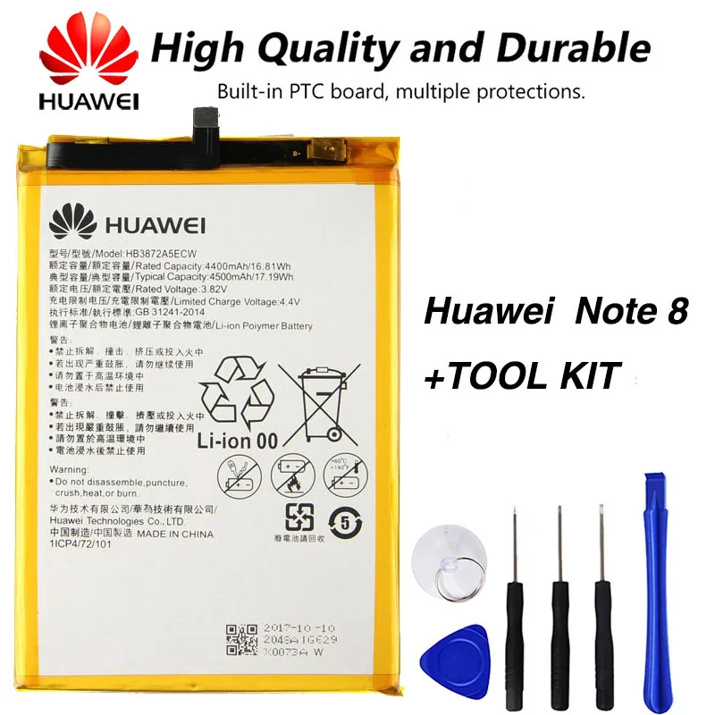 

Original Huawei HB3872A5ECW Phone battery For Huawei Honor Note 8 Smartphone EDI-AL10 EDI-DL00 4500mAh