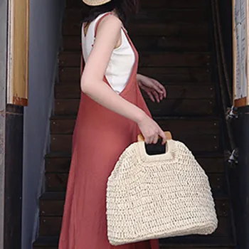 

Vintage Bohemian Straw Bag For Women 2019 Summer Large Capacity Beach Handbags Rattan Handmade Kintted Travel Bags Bolsas Mujer