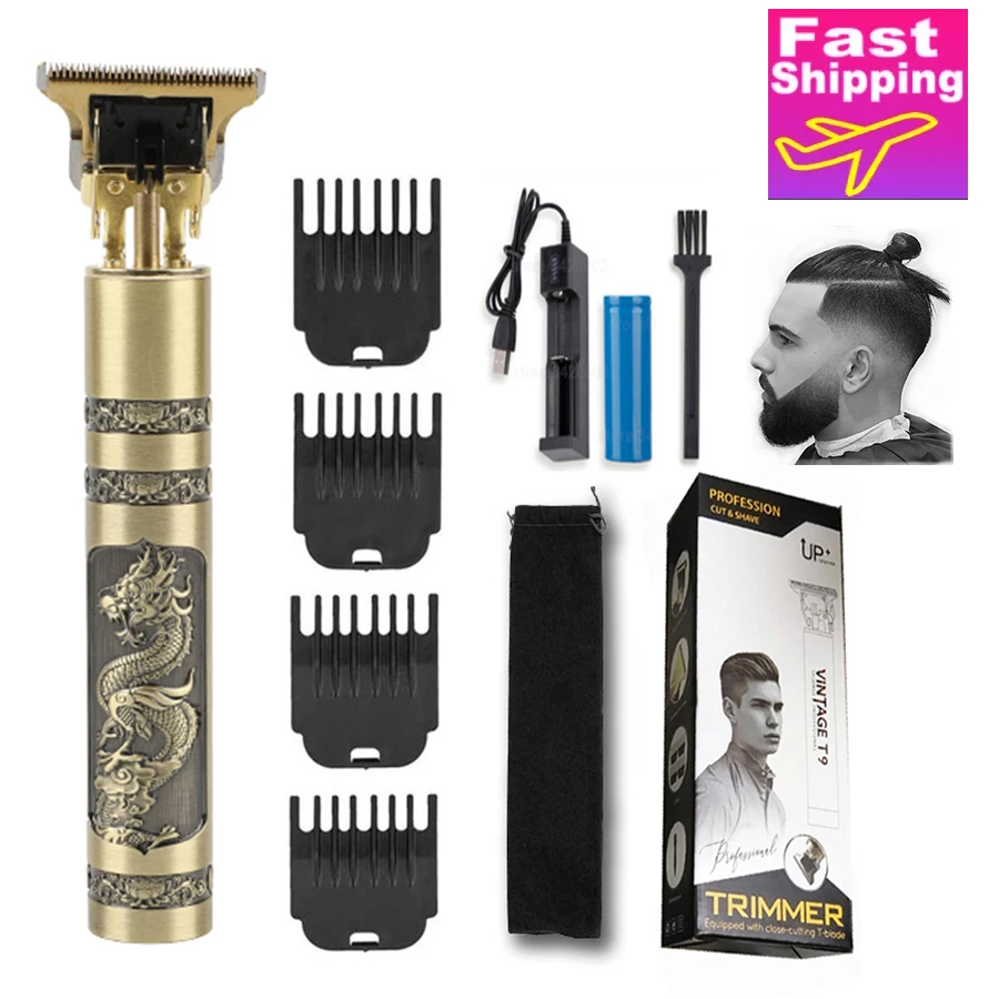 Maquinilla para afeitado de cabeza en T para hombres, maquinilla de afeitar recargable, de peluquero, Vintage, maquinilla para cortar el pelo, inalámbrica