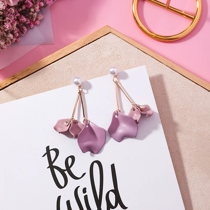 Korean Style Cute Flower Dangle Earrings For Women 2019 New Fashion Sweet Charm Swing Earrings Female Wholesale Jewelry Gift