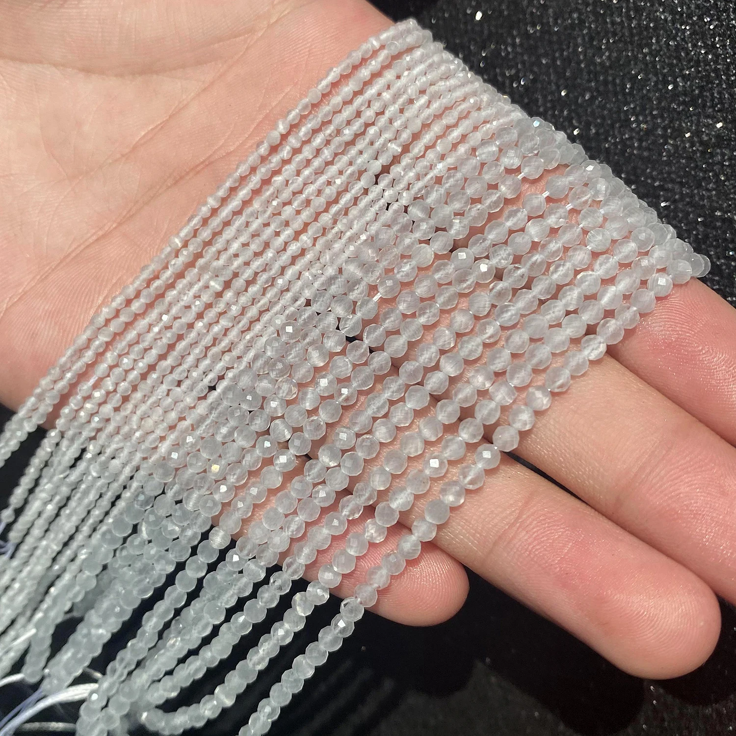 Natürliche Stein 2 3mm Facettierte Mehrfarbige Cat Eye Lose Opal Spacer Perlen Für Schmuck Machen Perlenstickerei DIY Armband Halskette 15'' – Detail 16