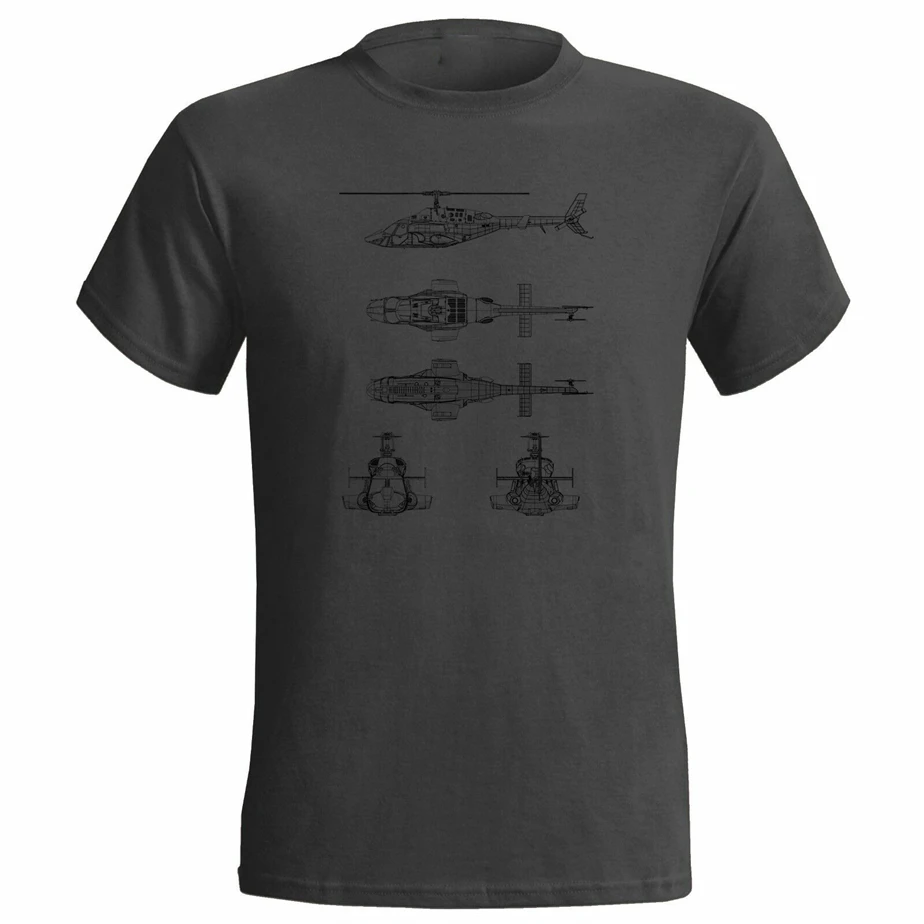 Unofficial Blueprint Of A Airwolf Helicopter Mens T Shirt Tv Series Military Plus Size Tee | Мужская одежда