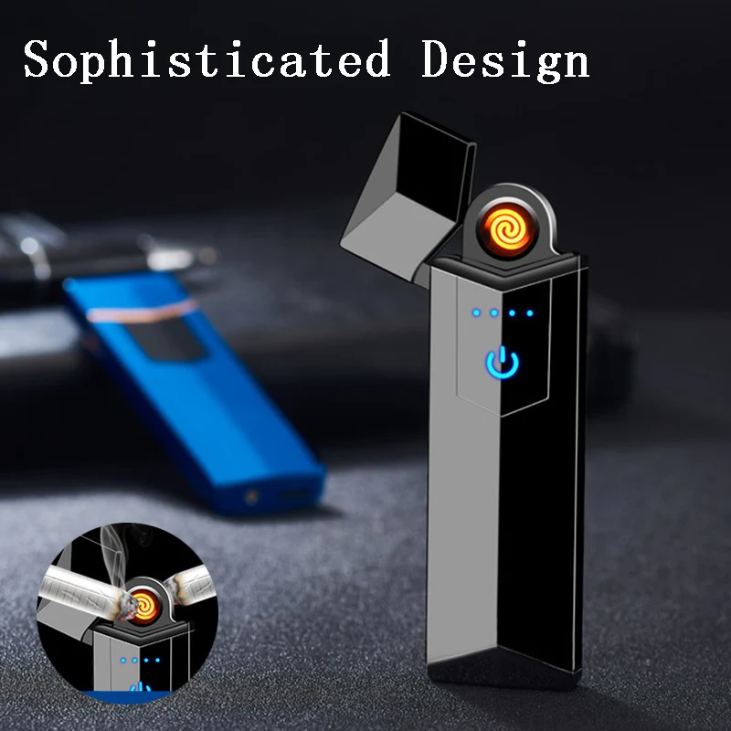 

2019 New Design USB Charging Touch Screen Sensor Electronic Cigarette Lighter Flameless Rechargeable Windproof Tungsten Lighters