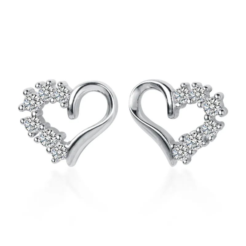 Silver Trustdavis, настоящее 925 пробы, серебряные, милые, полые, сердце, CZ, серьги-гвоздики, подарок для женщин, девочек, детей, леди, свадебные украшения DA337 - Цвет камня: Silver