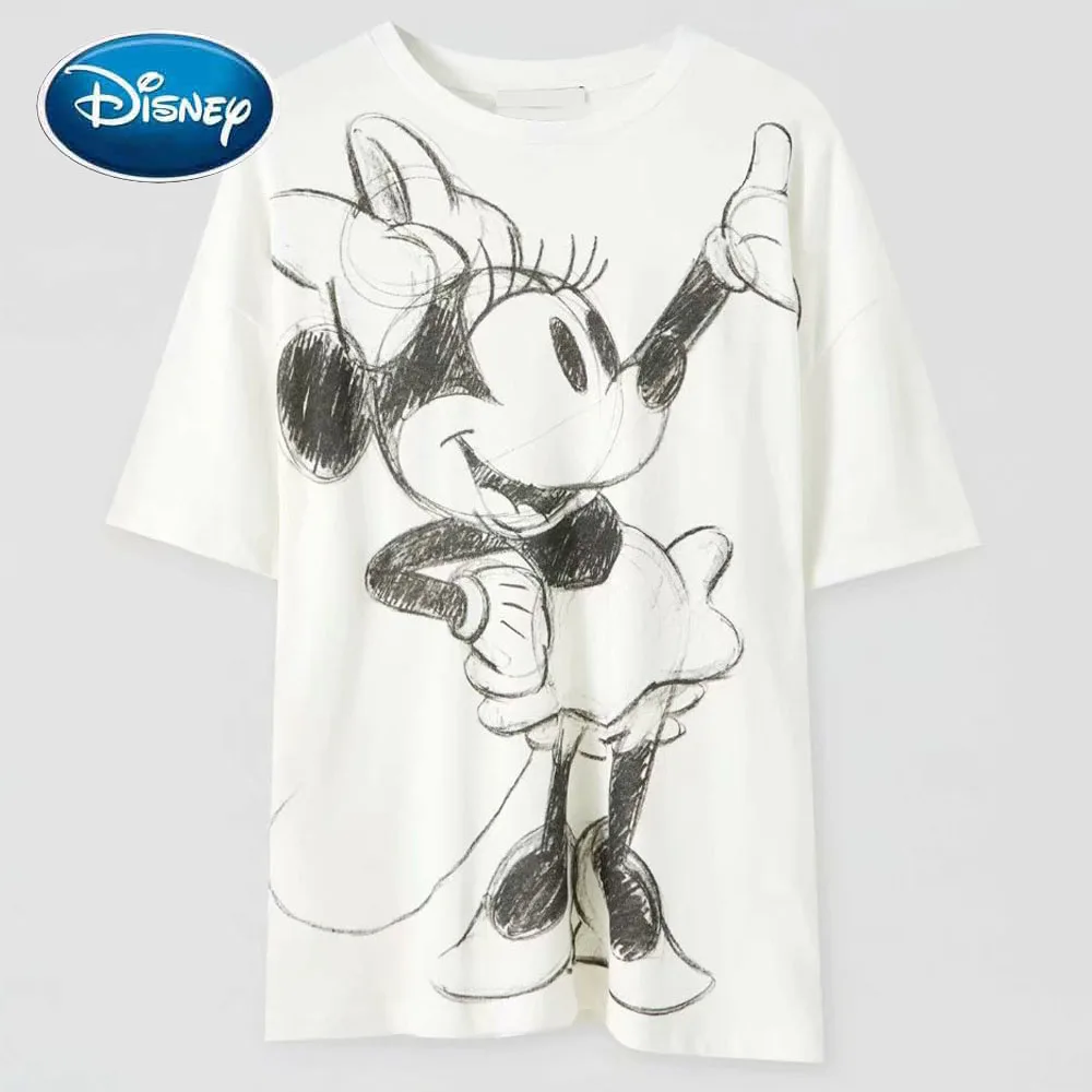 Женская Повседневная футболка с принтом Минни Маус Disney Chic пуловер круглым