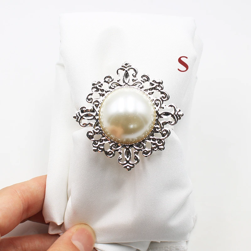 5 Pack Ivory / White Dual Color Pearl and Rhinestone Brooches