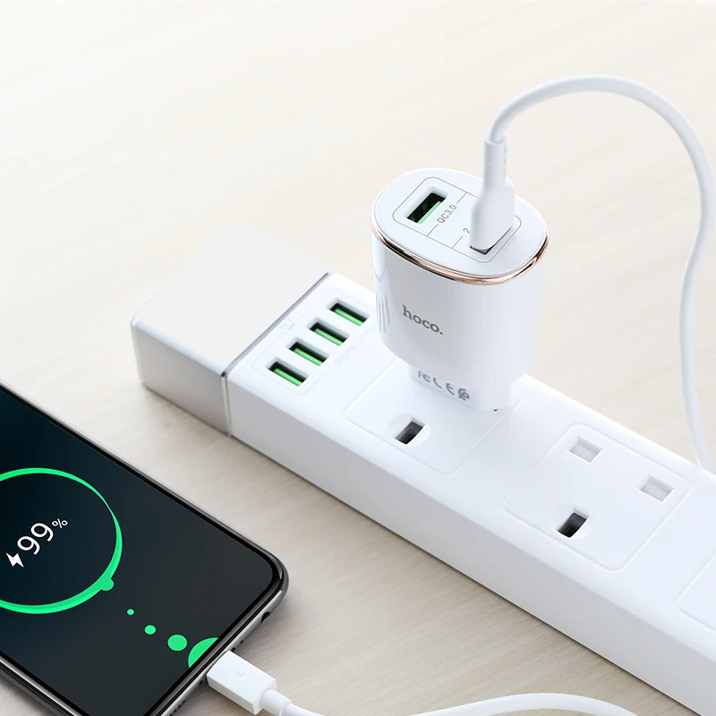 HOCO C60 быстрое 18 Вт QC 3,0 USB зарядное устройство для iPhone 11 Xs Xr Великобритания США ЕС вилка настенное зарядное устройство адаптер для samsung Xiaomi huawei